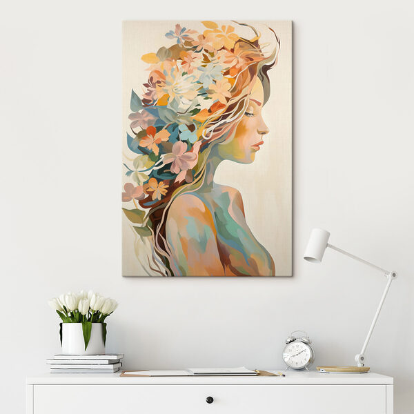 Cuadros Cuadros Cuadro de una mujer con flores en el pelo (SKU: s49451)