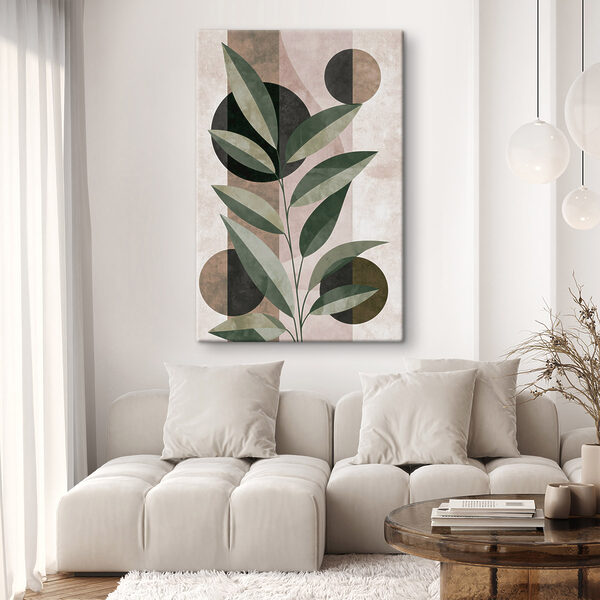 Cuadros Planta con hojas y círculos (SKU: s49415) Cuadros Cuadros Planta con hojas y círculos (SKU: s49415)