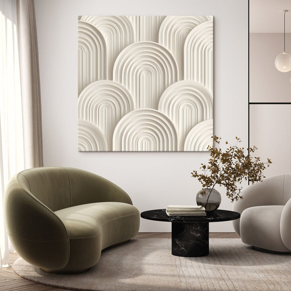 White wall with white circles White wall with white circles