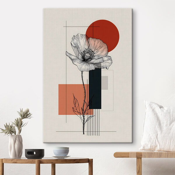 Cuadros Flor con un tallo y un círculo rojo (SKU: s49230) Cuadros Cuadros Flor con un tallo y un círculo rojo (SKU: s49230)