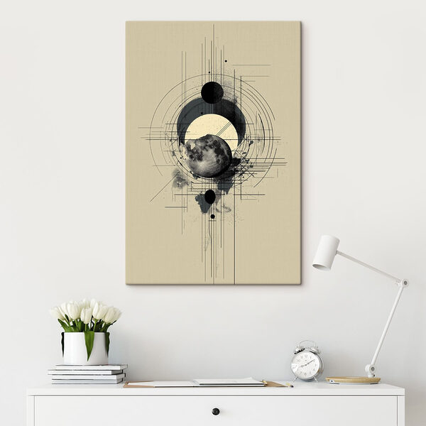 Cuadros Black and white drawing of a moon and circles (SKU: s49332) Cuadros Black and white drawing of a moon and circles (SKU: s49332)