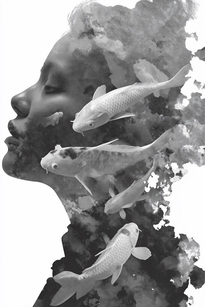 Woman's face with fish