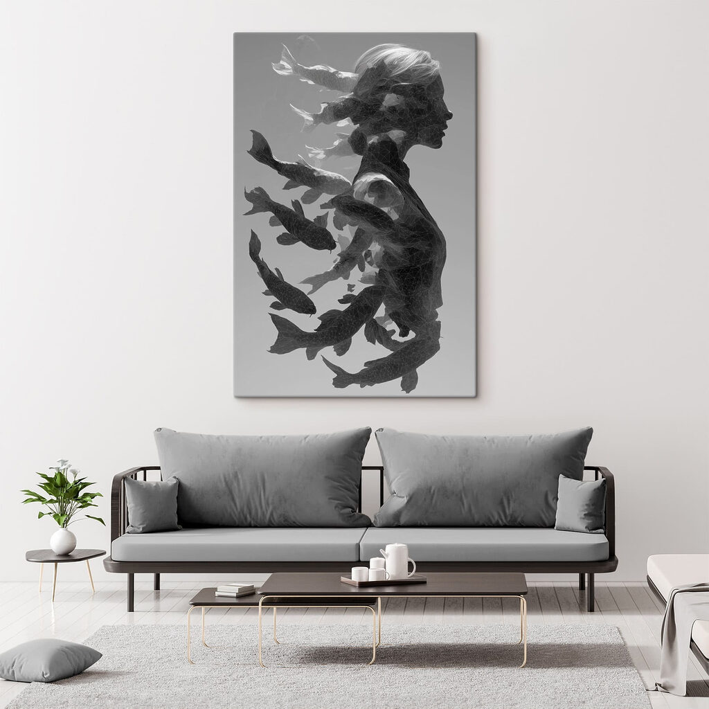 Woman with fish in her hair