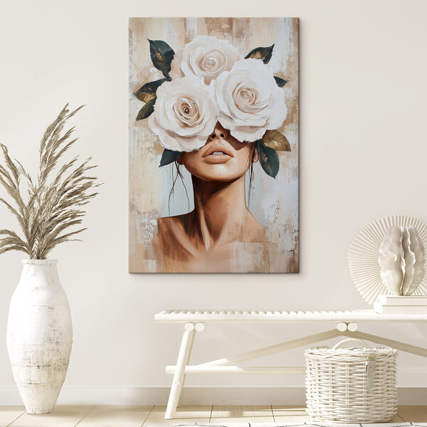 Cuadros Cuadro de una mujer con flores en la cara (SKU: s49288) Cuadros Cuadros Cuadro de una mujer con flores en la cara (SKU: s49288)