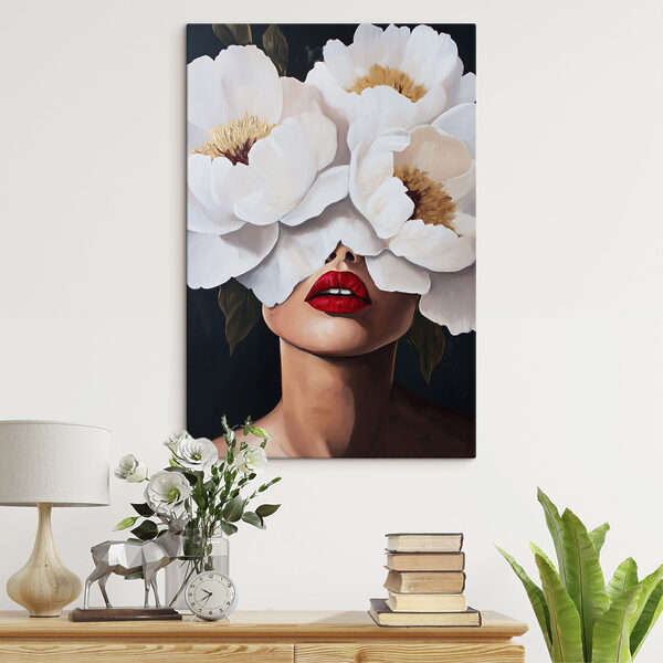 Cuadros Cuadro de una mujer con flores cubriéndole el rostro (SKU: s49270) Cuadros Cuadros Cuadro de una mujer con flores cubriéndole el rostro (SKU: s49270)