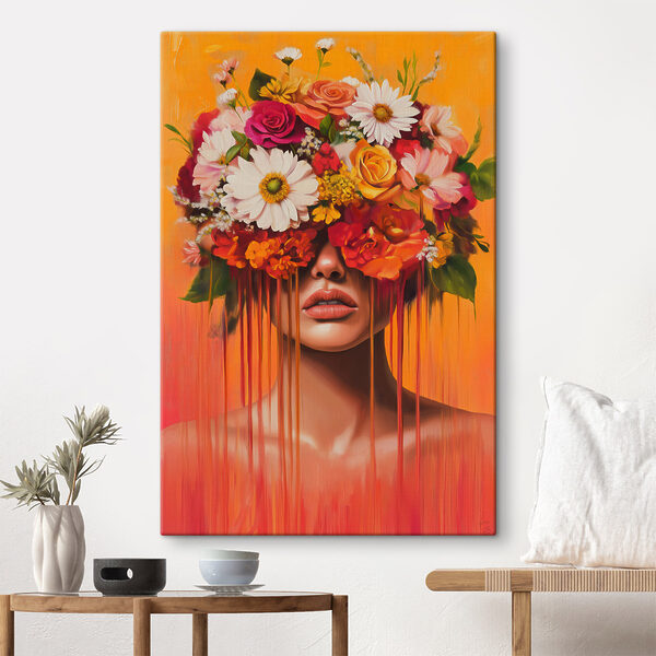 Cuadro de una mujer con flores en la cabeza Cuadros Cuadro de una mujer con flores en la cabeza