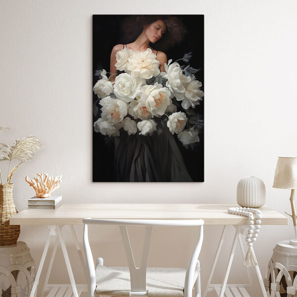 Cuadros Mujer con un gran ramo de flores en las manos (SKU: s49220) Cuadros Cuadros Mujer con un gran ramo de flores en las manos (SKU: s49220)