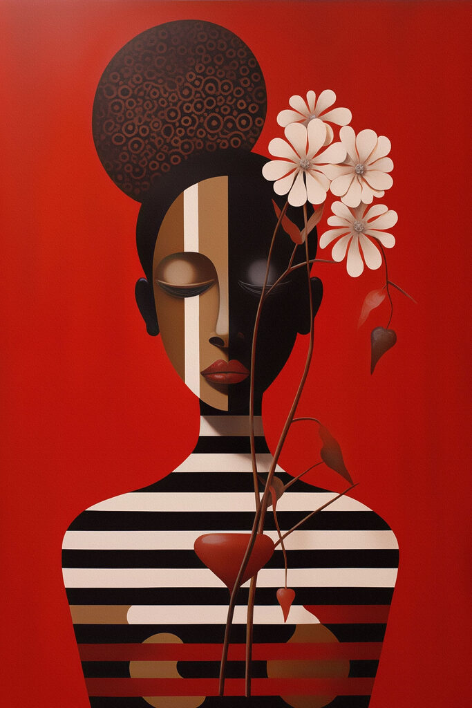Painting of a woman with flowers Painting of a woman with flowers