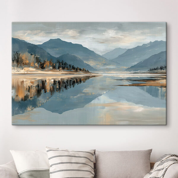 Cuadros Lago con montañas al fondo (SKU: s49187) Cuadros Cuadros Lago con montañas al fondo (SKU: s49187)