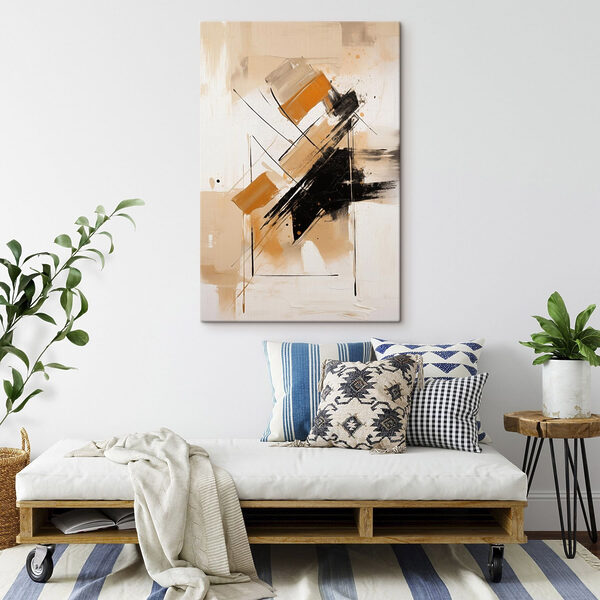 Cuadros Cuadro pintado con pintura negra y naranja