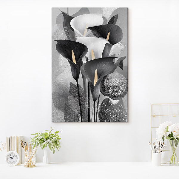 Conjunto de flores blancas y negras Cuadros Conjunto de flores blancas y negras