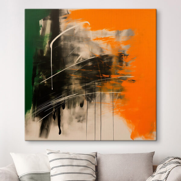 Cuadro de color verde, naranja y negro Cuadros Cuadro de color verde, naranja y negro