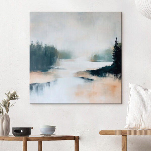 Cuadros Cuadro de un río con árboles y niebla (SKU: s48862) Cuadros Cuadros Cuadro de un río con árboles y niebla (SKU: s48862)