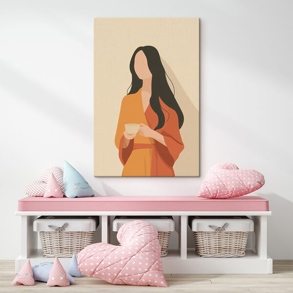 Cuadros Mujer con una taza en la mano (SKU: s49020) Cuadros Cuadros Mujer con una taza en la mano (SKU: s49020)