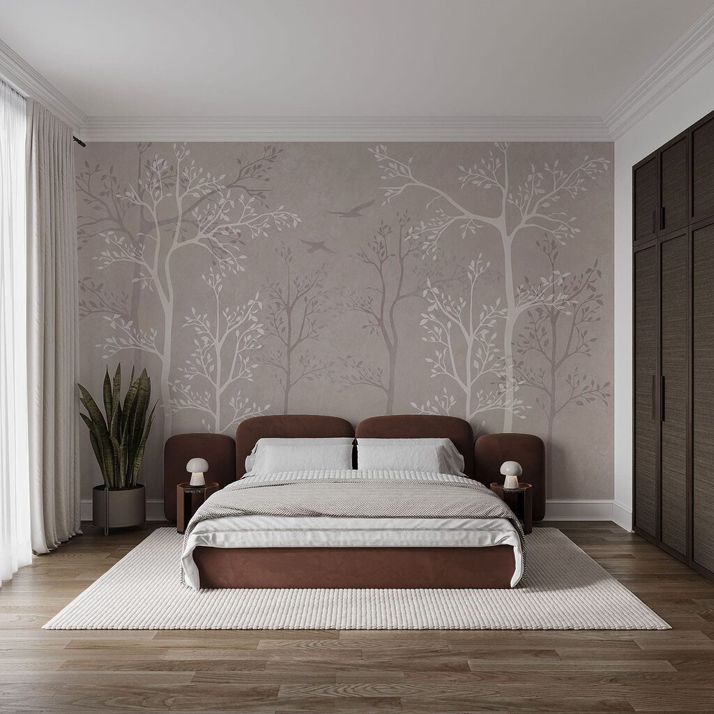 Papel pintado con árboles y pájaros Papel pintado con árboles y pájaros