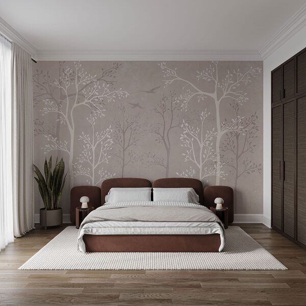 Papel pintado con árboles y pájaros Papel pintado con árboles y pájaros