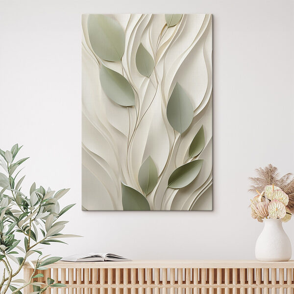 White and green paper cutout with leaves White and green paper cutout with leaves