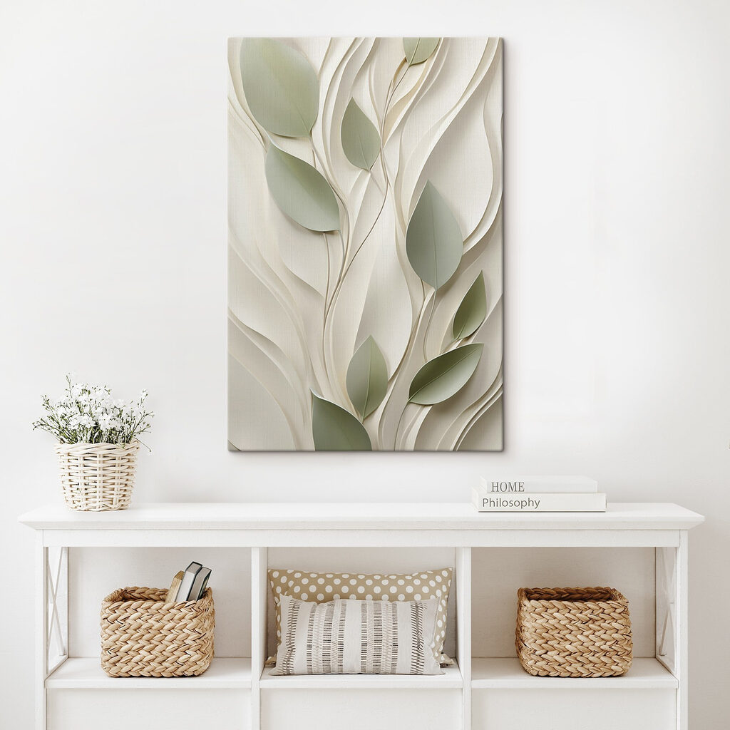 White and green paper cutout with leaves White and green paper cutout with leaves