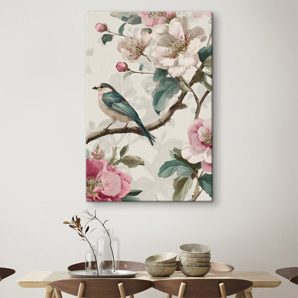 Cuadros Pájaro en una rama con flores (SKU: s48915) Cuadros Cuadros Pájaro en una rama con flores (SKU: s48915)