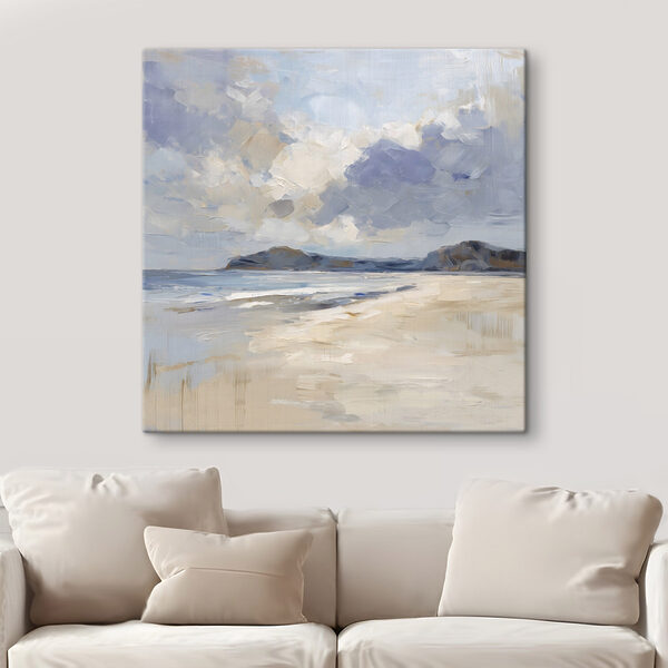 Cuadros Cuadros Playa de arena con montañas al fondo (SKU: s48791)