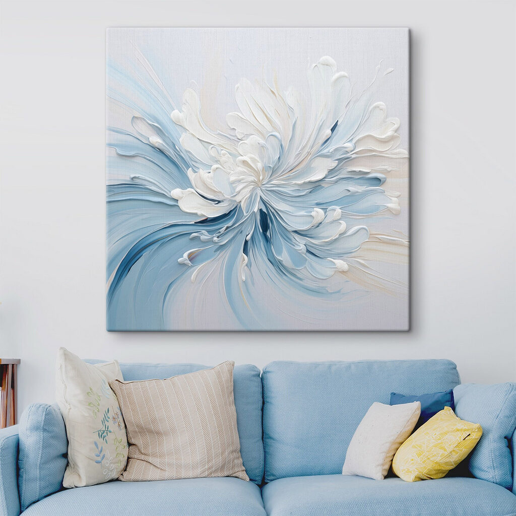 White and blue paint swirls