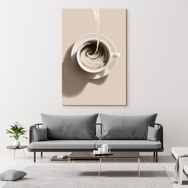 Cuadros Una taza de café en la que se está vertiendo leche (SKU: s48438) Cuadros Cuadros Una taza de café en la que se está vertiendo leche (SKU: s48438)
