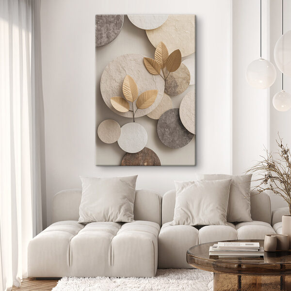 Group of circular objects with leaves Group of circular objects with leaves