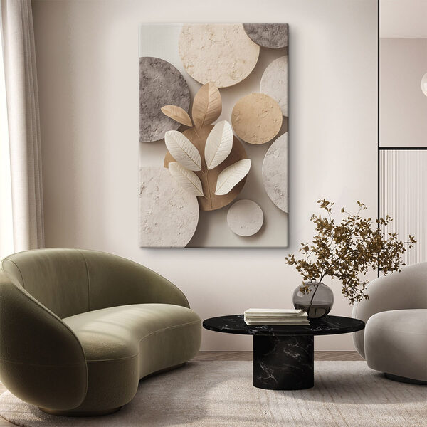 Group of round circular objects with leaves