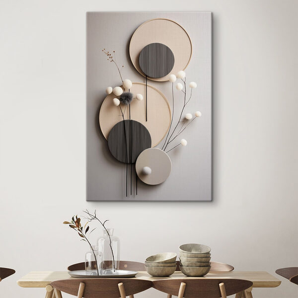 Cuadros Decoración de pared con círculos y flores blancas (SKU: s48601) Cuadros Cuadros Decoración de pared con círculos y flores blancas (SKU: s48601)
