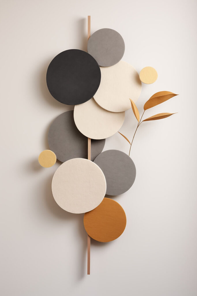 Group of circles with a leaf on a stick Group of circles with a leaf on a stick