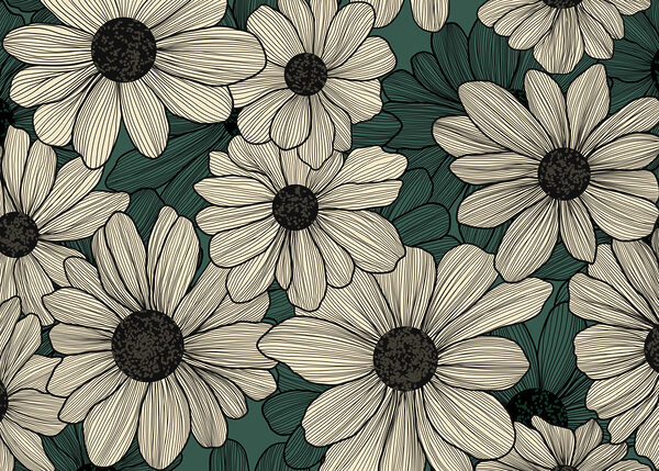 Group of flowers on a green background Group of flowers on a green background