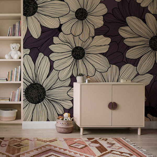 Diseño floral llamativo con tonos oscuros