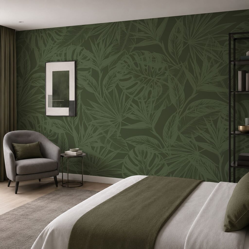 Fondo verde con hojas