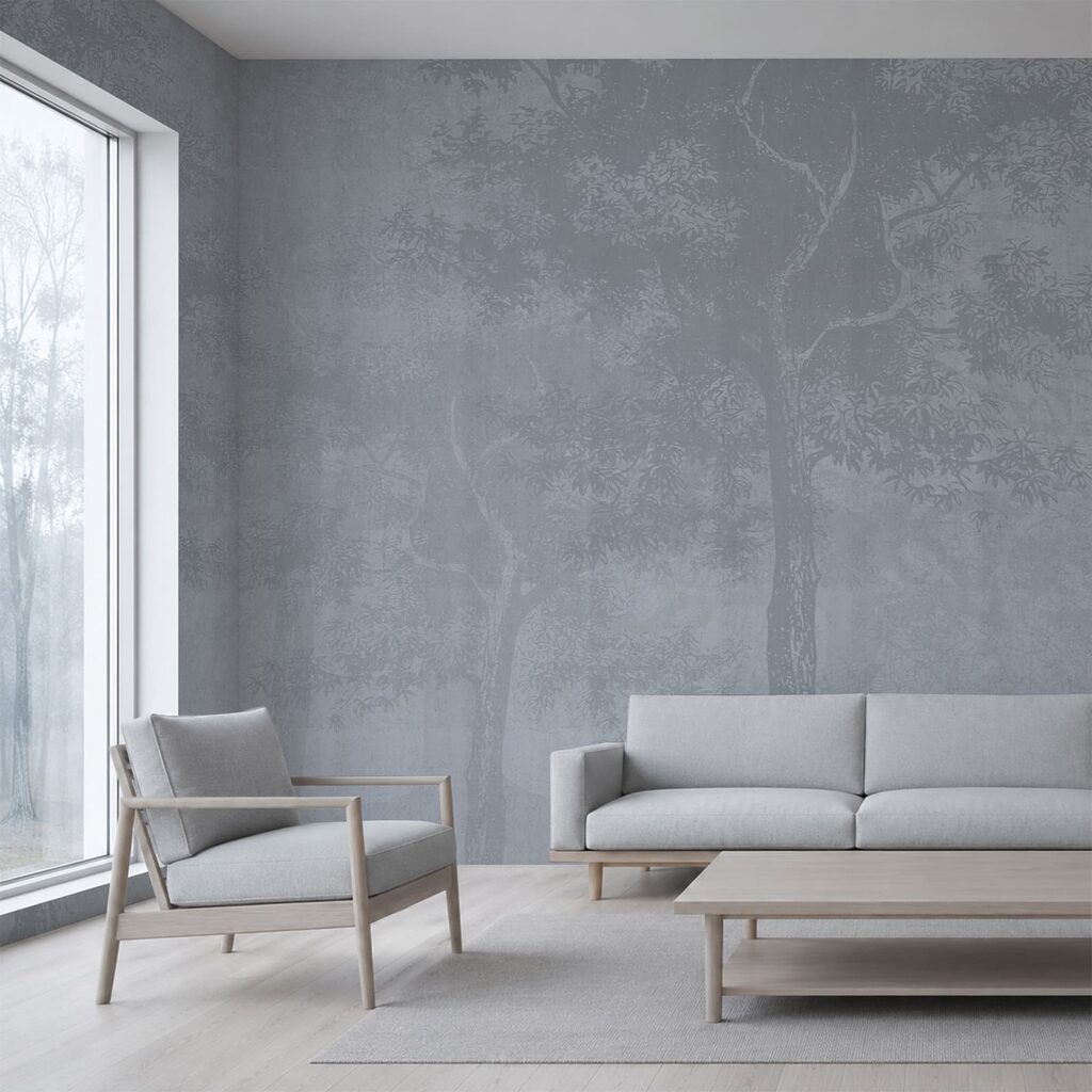 Fondo gris con árboles
