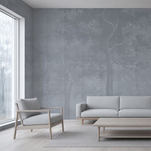 Fondo gris con árboles