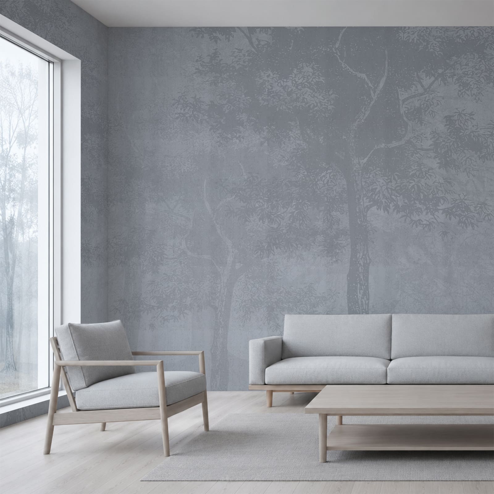 Fondo gris con árboles