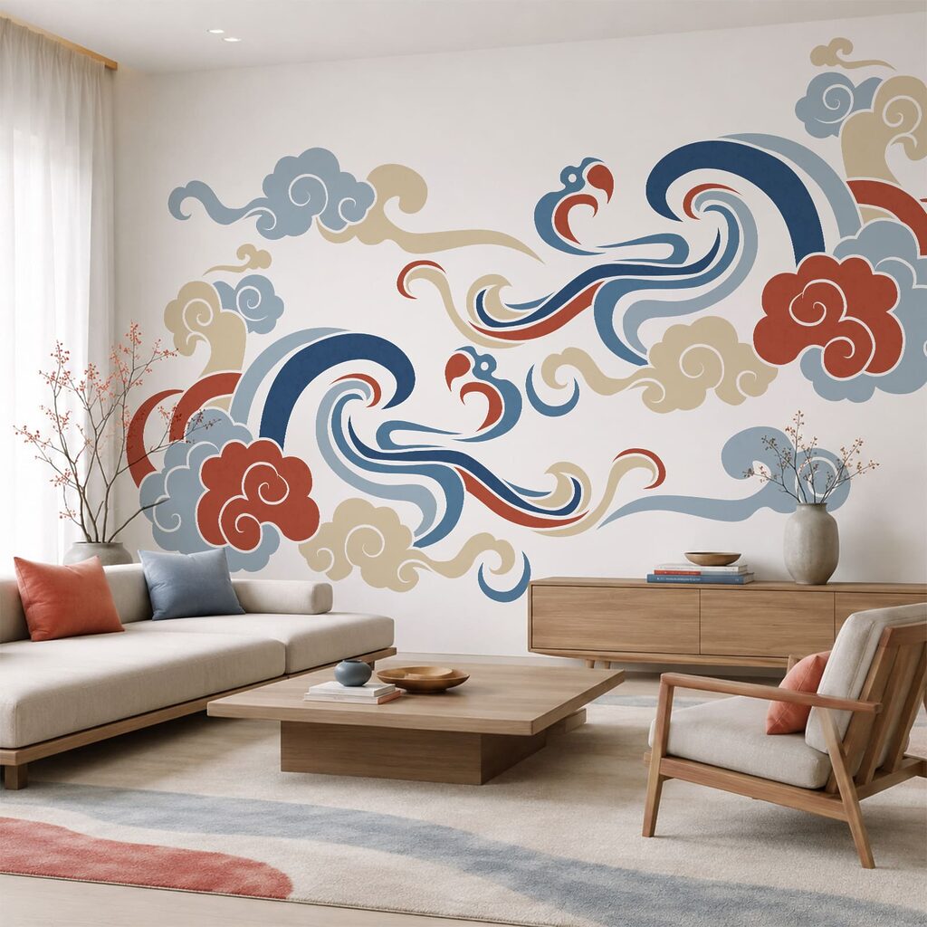 Diseño de nubes y flores Diseño de nubes y flores