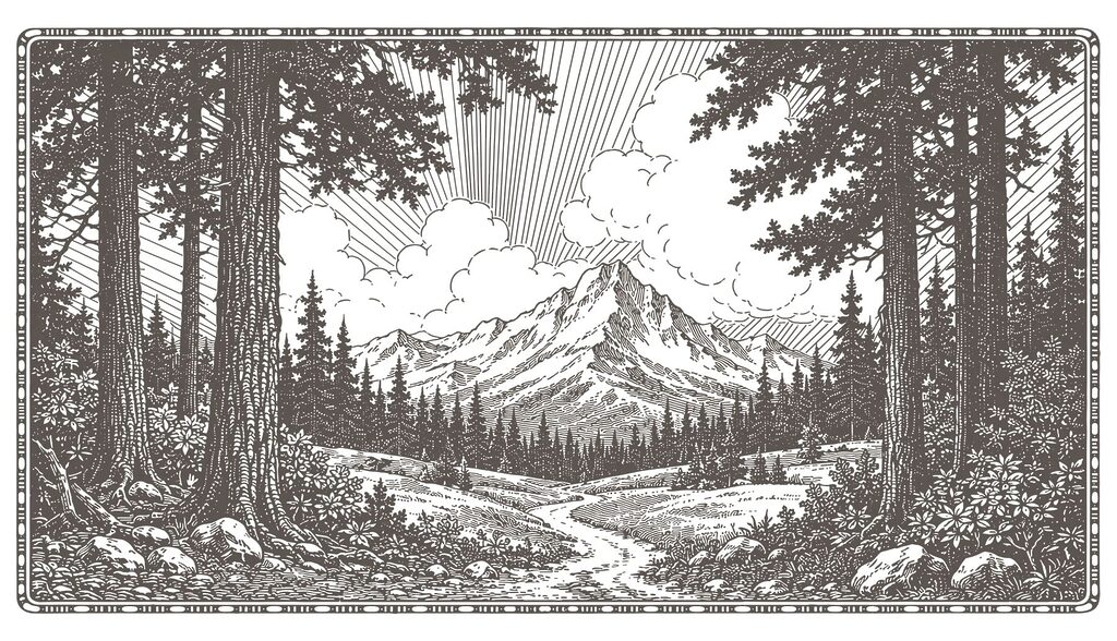 Landscape with trees and mountains Landscape with trees and mountains