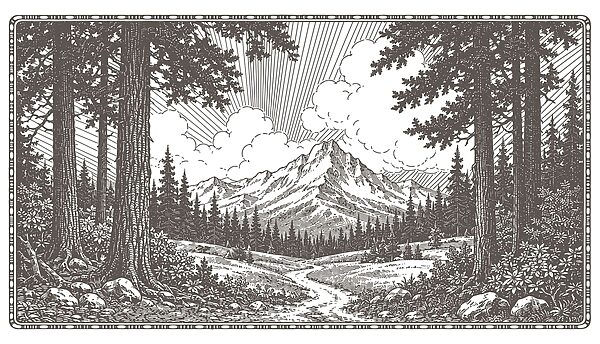 Landscape with trees and mountains Landscape with trees and mountains