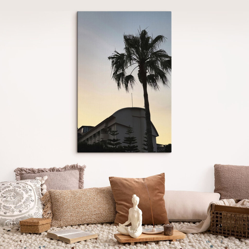 Palm tree in front of a building