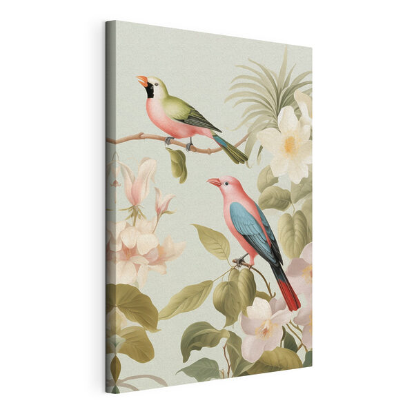 Cuadros Cuadros Un par de pájaros en una rama con flores (SKU: s49733)