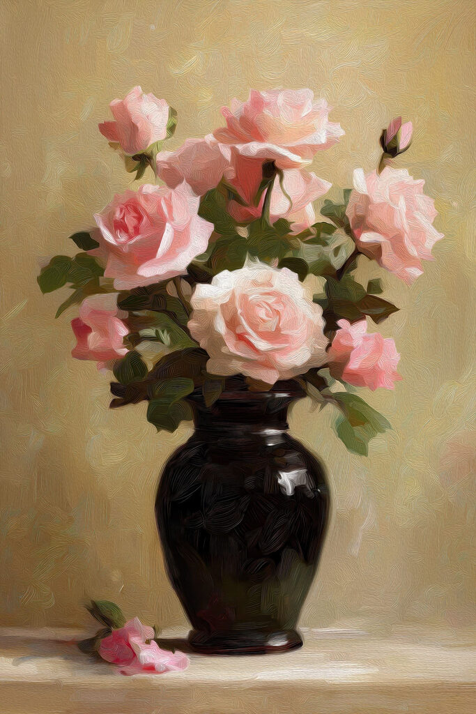 Vase with pink flowers Vase with pink flowers