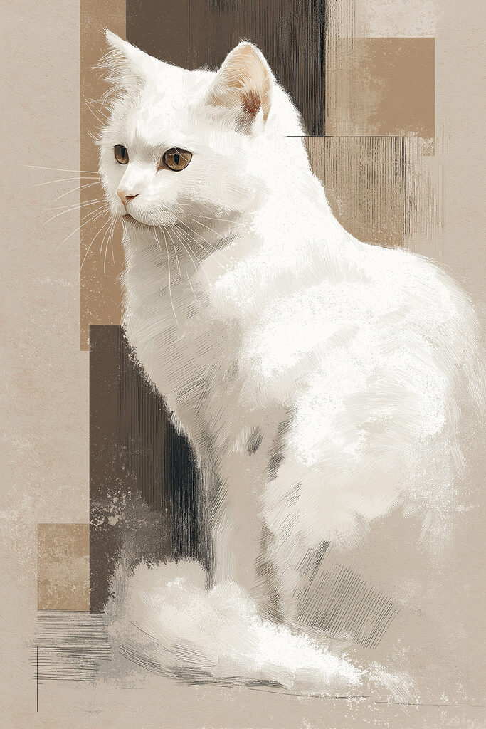 White cat sitting on a brown surface White cat sitting on a brown surface