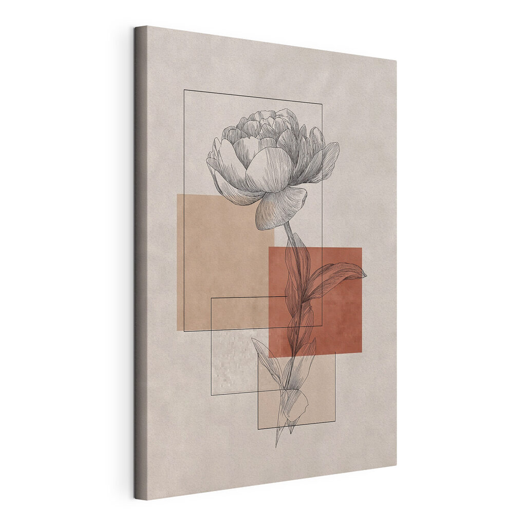 Flower with a leaf and square shapes