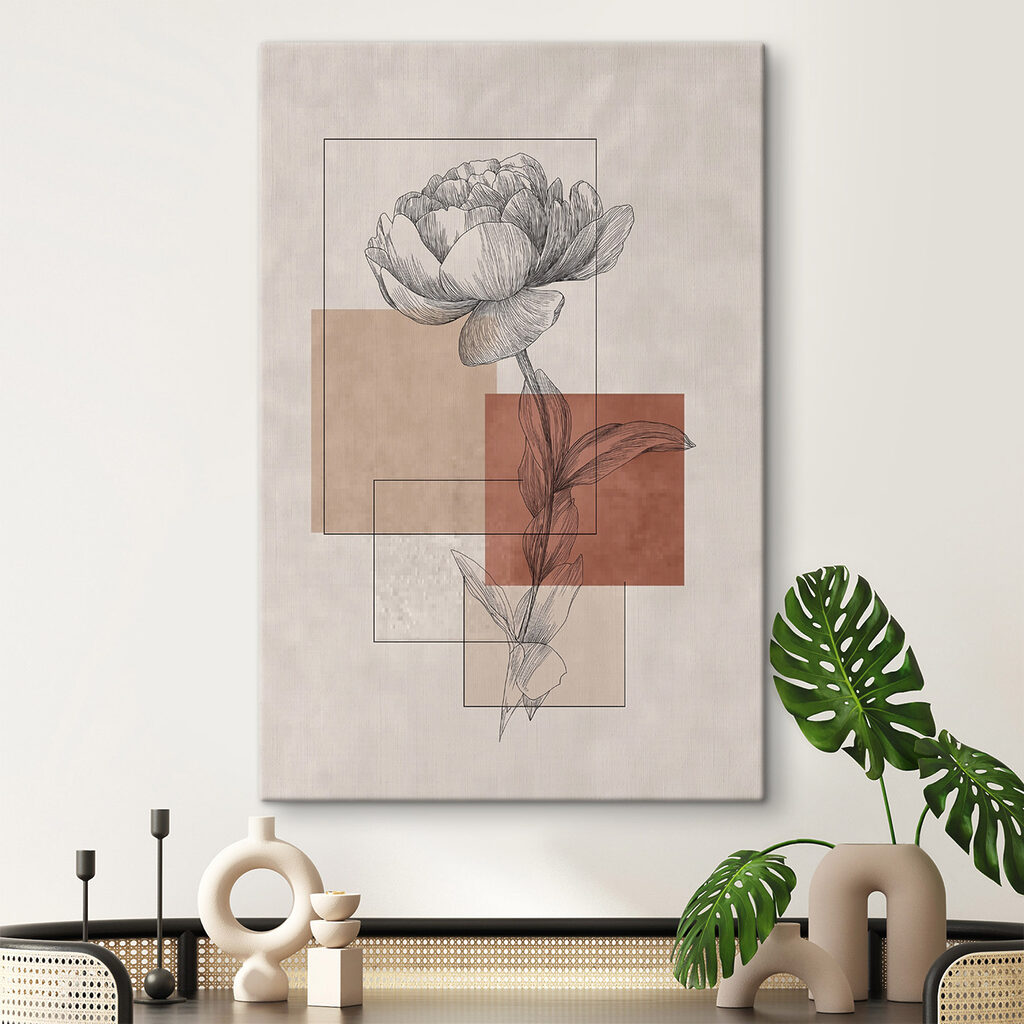 Flower with a leaf and square shapes