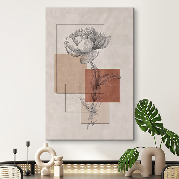 Flower with a leaf and square shapes