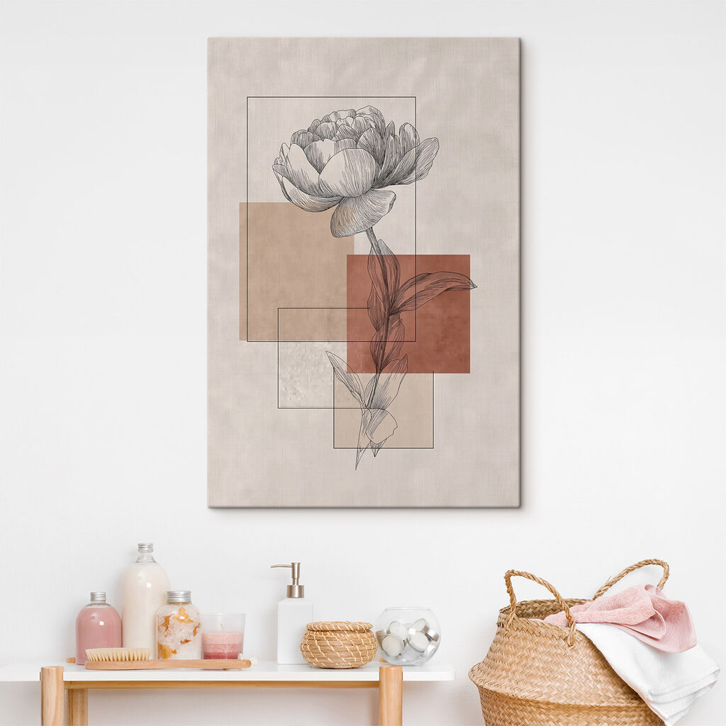 Flower with a leaf and square shapes