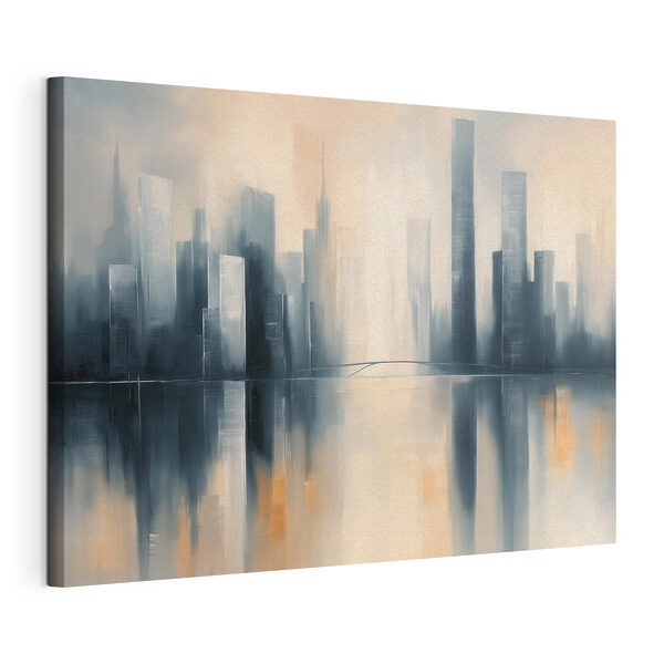 Cuadros Cuadros Panorama urbano con edificios altos reflejados en el agua (SKU: s49821)