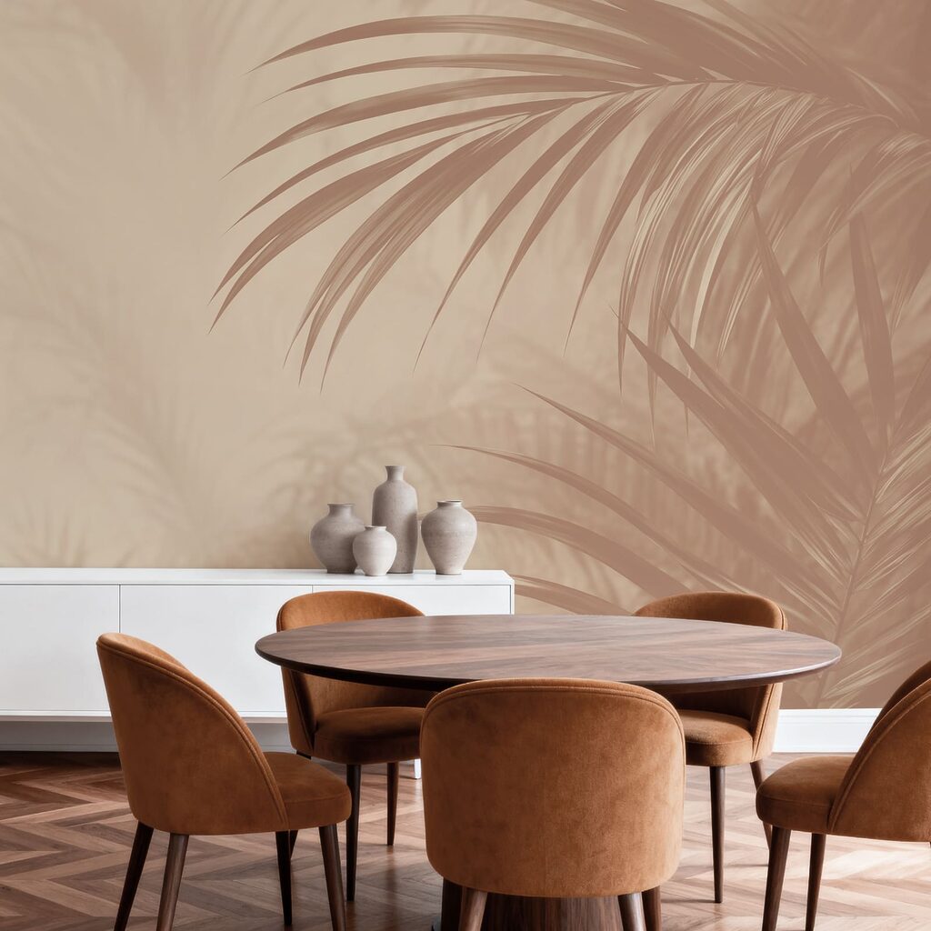 Diseño de fondo sereno con hojas de palmera Diseño de fondo sereno con hojas de palmera