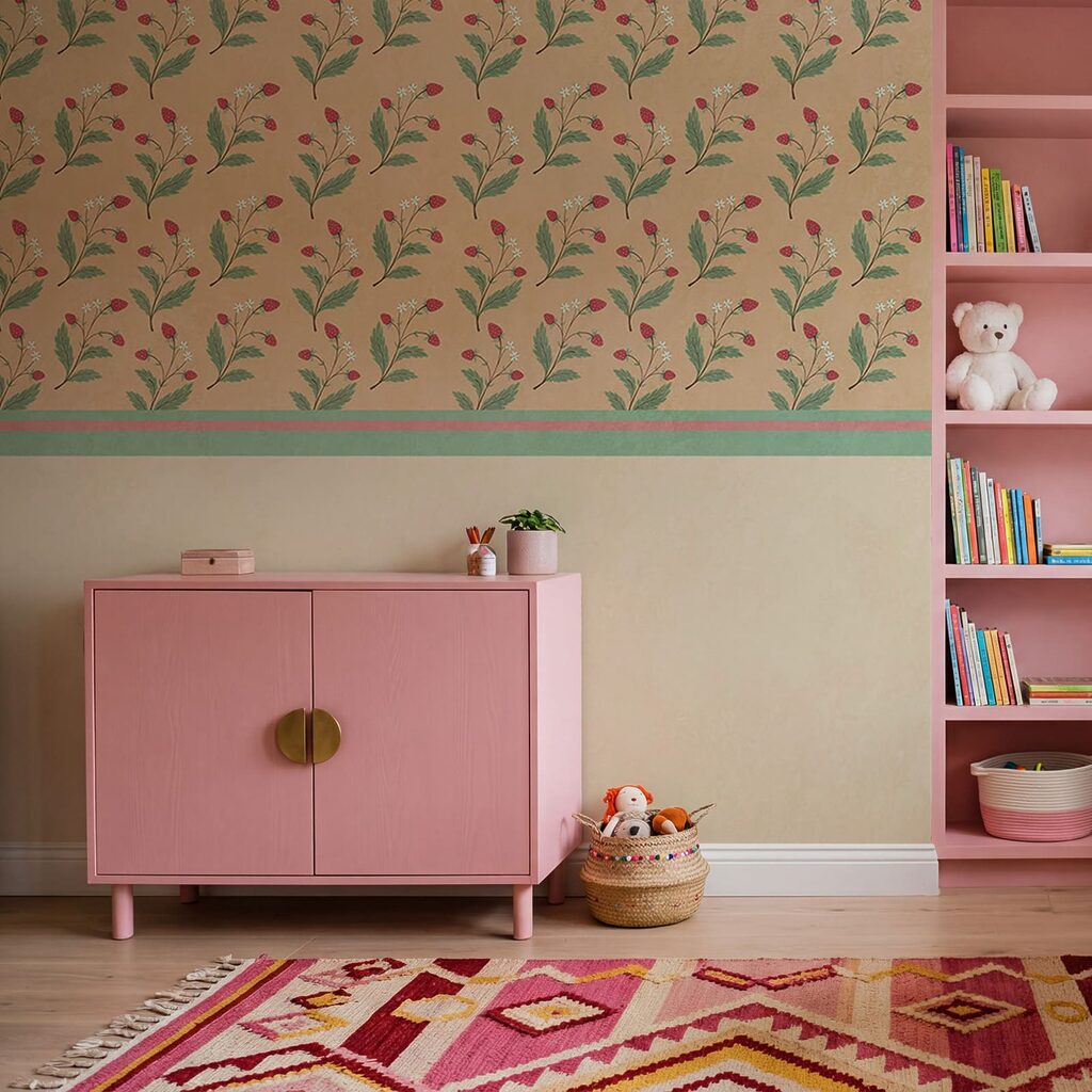 Diseño de flores y hojas sobre un fondo beige